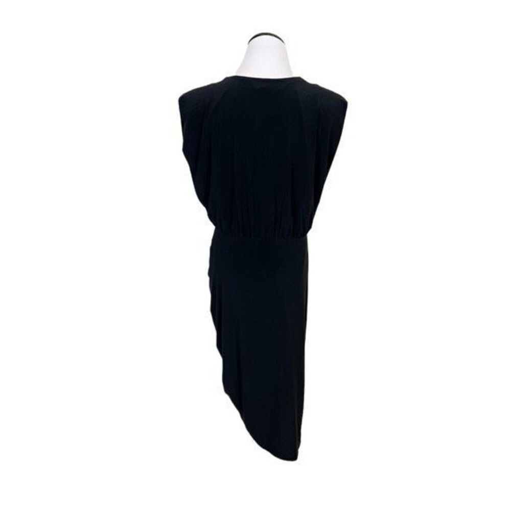 ✨NWT Express Faux Wrap V-Neck Ruched Sheath Black Sz Large Dress✨ - Picture 9 of 12
